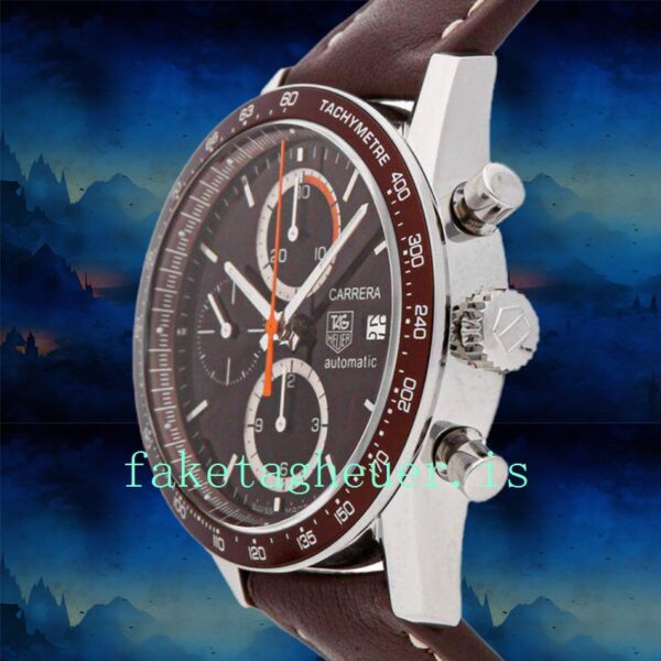 Tag Heuer Carrera Men's 43mm CV2013.FC6234 Brown Dial Leather Strap - Image 3